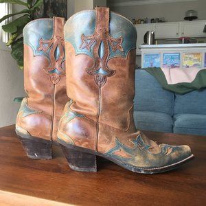 Ariat Brown and Blue Cowboy Boots